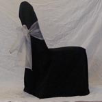 Banquet - Black Chair Cover with Silver Bow 