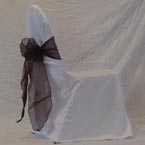 Banquet - White Chair Cover with Brown Bow 