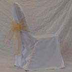Banquet - White Chair Cover with Gold Bow 