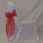 Banquet - White Chair Cover with Red Bow 