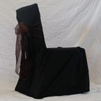 Square Back Chair - Black Chair Cover with Brown Bow 