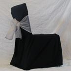 Square Back Chair - Black Chair Cover with Red Bow 