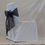 Square Back Chair - White Chair Cover with Black Bow 