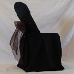Folding Chair - Black Chair Cover  with Brown Bow