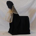 Folding Chair - Black Chair Cover with Gold Bow 