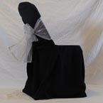 Folding Chair - Black Chair Cover with Silver Bow 