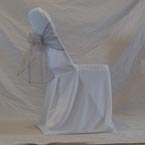 Folding Chair - White Chair Cover with Silver Bow 