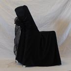  White Folding Chair - Black Chair Cover with Black Bow 