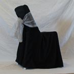  White Folding Chair - Black Chair Cover with Silver Bow 