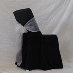  White Folding Chair - Black Chair Cover with White Bow 