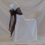  White Folding Chair - White Chair Cover with Brown Bow 