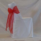  White Folding Chair - White Chair Cover with Red Bow 