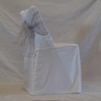  White Folding Chair - White Chair Cover with Silver Bow 